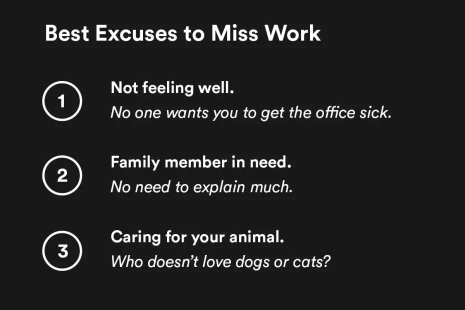 34 Best Excuses To Get Out Of Work (Or Miss Work) - Algrim.Co